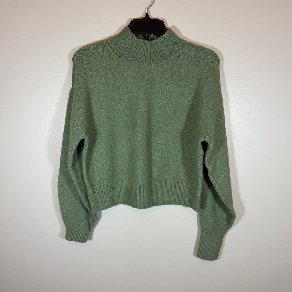 & Other Stories Wool Blend Mock Neck Sweater Womens XS Light Green Cropped